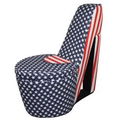 Caroline American flag Suede Patterned Arm Chair by HomeRoots -HomeRoots Sales american flag homeroots accent chairs 2000470310 31 1000