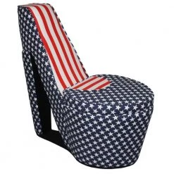Caroline American flag Suede Patterned Arm Chair by HomeRoots