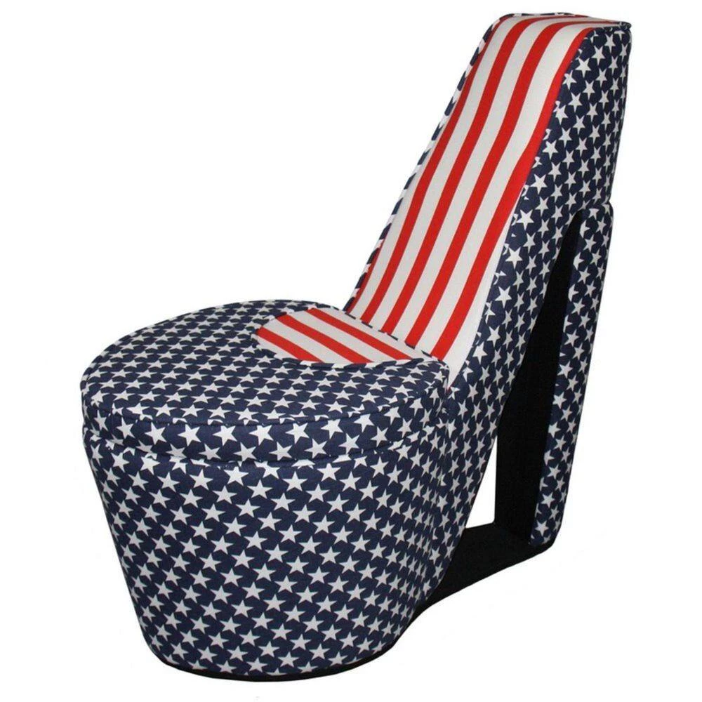 Caroline American flag Suede Patterned Arm Chair by HomeRoots 2 Caroline American flag Suede Patterned Arm Chair by HomeRoots - Image 2