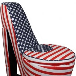 Caroline American flag Suede Patterned Arm Chair by HomeRoots -HomeRoots Sales american flag homeroots accent chairs 2000470312 31 1000