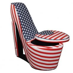 Caroline American flag Suede Patterned Arm Chair by HomeRoots -HomeRoots Sales american flag homeroots accent chairs 2000470312 c3 1000