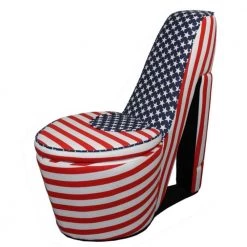 Caroline American flag Suede Patterned Arm Chair by HomeRoots -HomeRoots Sales american flag homeroots accent chairs 2000470312 e1 1000