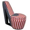 Caroline American flag Suede Patterned Arm Chair by HomeRoots