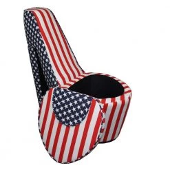 Caroline American flag Suede Patterned Arm Chair by HomeRoots -HomeRoots Sales american flag homeroots accent chairs 2000470313 c3 1000