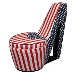 Caroline American flag Suede Patterned Arm Chair by HomeRoots -HomeRoots Sales american flag homeroots accent chairs 2000470313 e1 1000