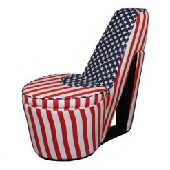 Caroline American flag Suede Patterned Arm Chair by HomeRoots -HomeRoots Sales american flag homeroots accent chairs 2000470314 31 1000