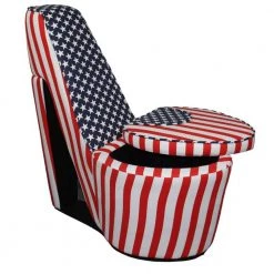 Caroline American flag Suede Patterned Arm Chair by HomeRoots -HomeRoots Sales american flag homeroots accent chairs 2000470314 c3 1000
