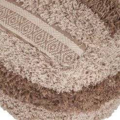 Jordan 18 in. D x 18 in. H x 18 W Boho Shaggy Khaki Textured Cotton Pouf by HomeRoots