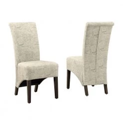 Jasmine Beige and Cappuccino Wood Foam Particle Board Solid Wood Linen Dining Chair (2-Piece) by HomeRoots