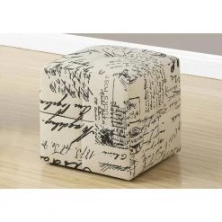 Jasmine Beige, Black Upholstered Accent Ottoman Set of 2 by HomeRoots -HomeRoots Sales beige black homeroots ottomans 2000355778 c3 1000