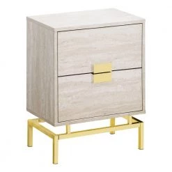 Jasmine 23.5" Beige Marble Particle Board And Gold Metal Accent Table by HomeRoots