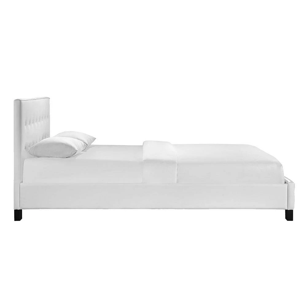 Jasmine Beige Queen Bed with Upholstered Headboard by HomeRoots 2 Jasmine Beige Queen Bed with Upholstered Headboard by HomeRoots - Image 2