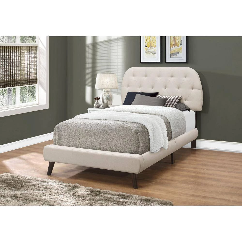 45.25 in. Jasmine Beige Twin Absolute Relaxation Day Bed by HomeRoots 5 45.25 in. Jasmine Beige Twin Absolute Relaxation Day Bed by HomeRoots - Image 5