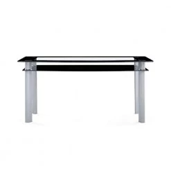 Charlie Rectangular Glass Top with Black Trim Dining Table by HomeRoots