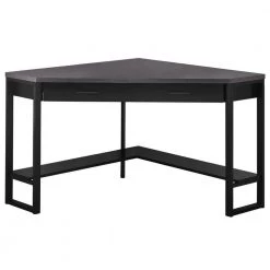 Jasmine 42 in. Corner Black, Grey Particle Board Computer Desk with Shelves by HomeRoots