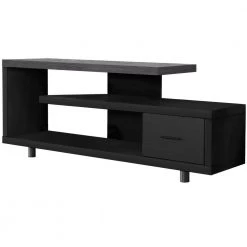 Jasmine 16 in. Black and Grey Particle Board TV Stand with 1 Drawer Fits TVs Up to 60 in. by HomeRoots