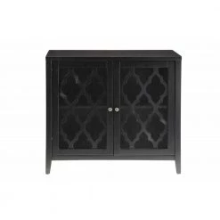 Amelia 34 in Black Wood Accent Storage Cabinet by HomeRoots