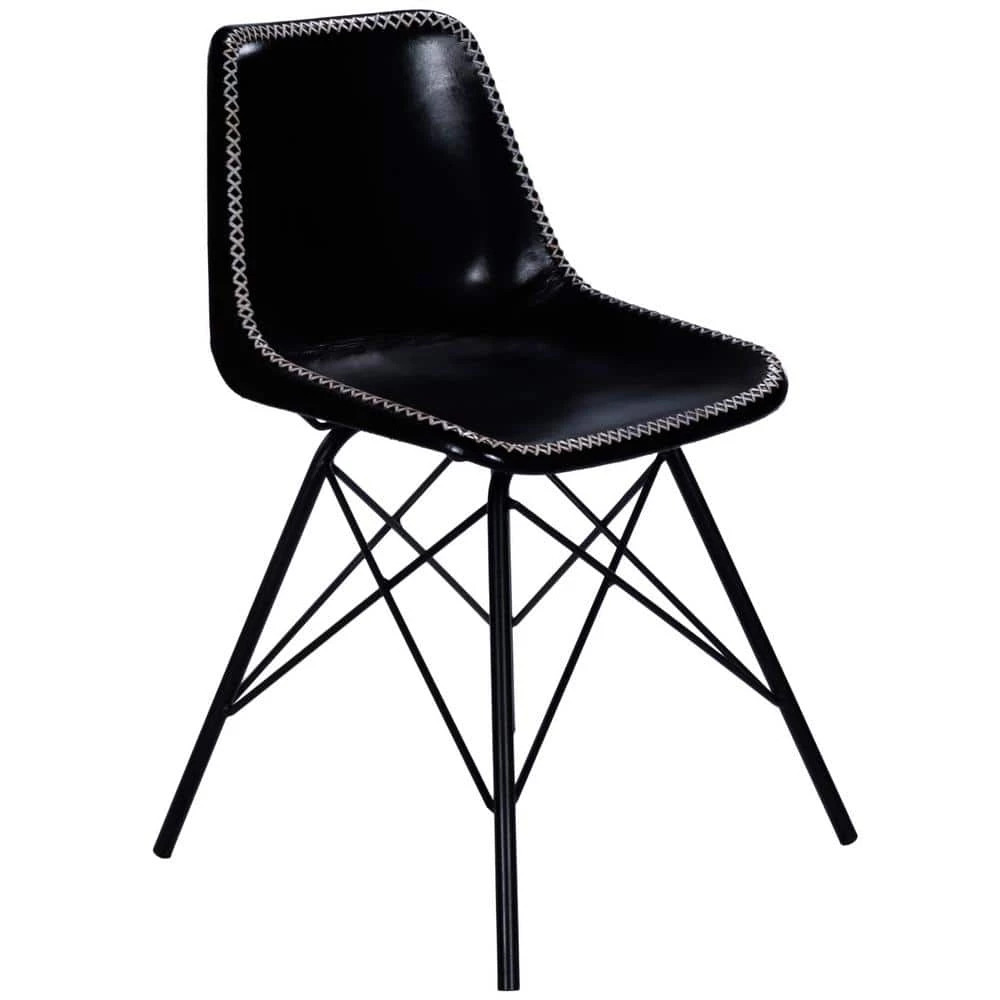 Bernadette Black Metal Side Chair by HomeRoots 1 Bernadette Black Metal Side Chair by HomeRoots