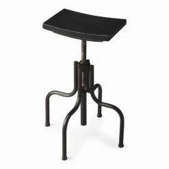 Amelia 25.5 in. H Black Backless Metal/Wood Bar Height (28-33 in.) Bar Stool by HomeRoots