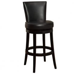 Valerie 43 in. H Black Backless Wood Extra Tall (34-40 in.) Bar Stool with Faux Leather Seat by HomeRoots