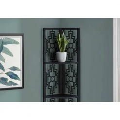 Jasmine 61.5 in. Black Metal 4-Shelf Etagere Bookcase by HomeRoots -HomeRoots Sales black homeroots bookcases bookshelves 2000376533 c3 1000