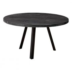 Jasmine 36 in. Round Black Reclaimed Wood With Black Metal Coffee Table by HomeRoots
