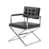 Valerie Black Leatherette And Steel Dining Arm Chair by HomeRoots