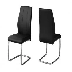 Jasmine Black Leather Look Chrome Metal and Foam Dining Chair (2-Piece) by HomeRoots