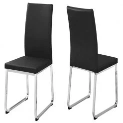 Jasmine Black Foam and Chrome Metal Dining Chair (2-Piece) by HomeRoots