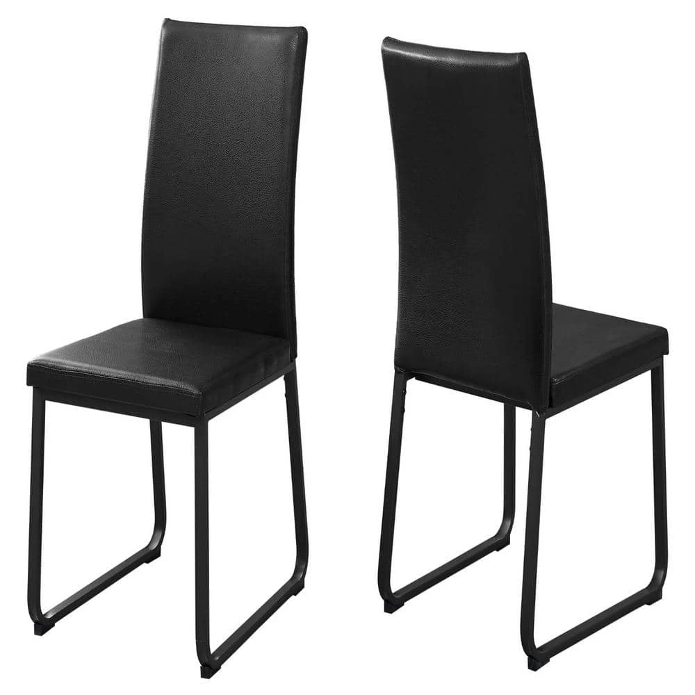 Jasmine Black Faux Leather and Metal Dining Chair (2-Piece) by HomeRoots 1 Jasmine Black Faux Leather and Metal Dining Chair (2-Piece) by HomeRoots