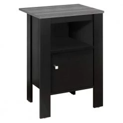 Jasmine 24.25 in. Black and Grey Night Stand With Storage by HomeRoots