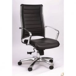Zabrina Black Leather Chair by HomeRoots -HomeRoots Sales black homeroots executive chairs 372384 4f 1000