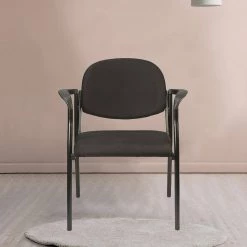 Zabrina Black Fabric Guest Chair by HomeRoots -HomeRoots Sales black homeroots guest office chairs 372339 31 1000