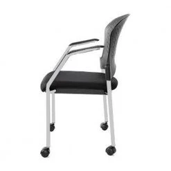 Zabrina Grey Frame Plastic Fabric Guest Chair by HomeRoots -HomeRoots Sales black homeroots guest office chairs 372366 e1 1000