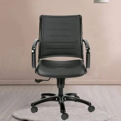 Zabrina Black Leather Side Chair by HomeRoots 7 Zabrina Black Leather Side Chair by HomeRoots -HomeRoots Sales black homeroots task chairs 372377 31 1000