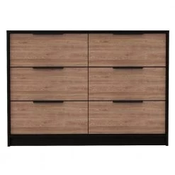 Jordan 6-Drawer Black Wengue Pine Chest of Drawers 30.5 in. H x 42.1 in. W x 16.2 in. D by HomeRoots
