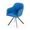 Valerie Blue Fabric and Metal Dining Arm Chair by HomeRoots