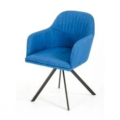 Valerie Blue Fabric and Metal Dining Arm Chair by HomeRoots