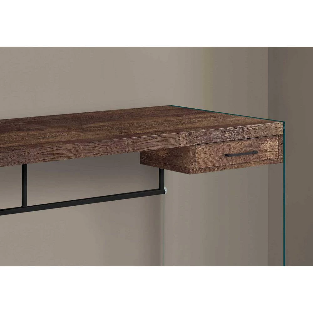 24 in. Rectangular Brown 1 Drawer Computer Desk with Built-In Storage by HomeRoots 3 24 in. Rectangular Brown 1 Drawer Computer Desk with Built-In Storage by HomeRoots - Image 3