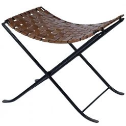 Bernadette 17.5 in. Brown, Black Backless Metal Short (16-23 in.) Bar Stool by HomeRoots
