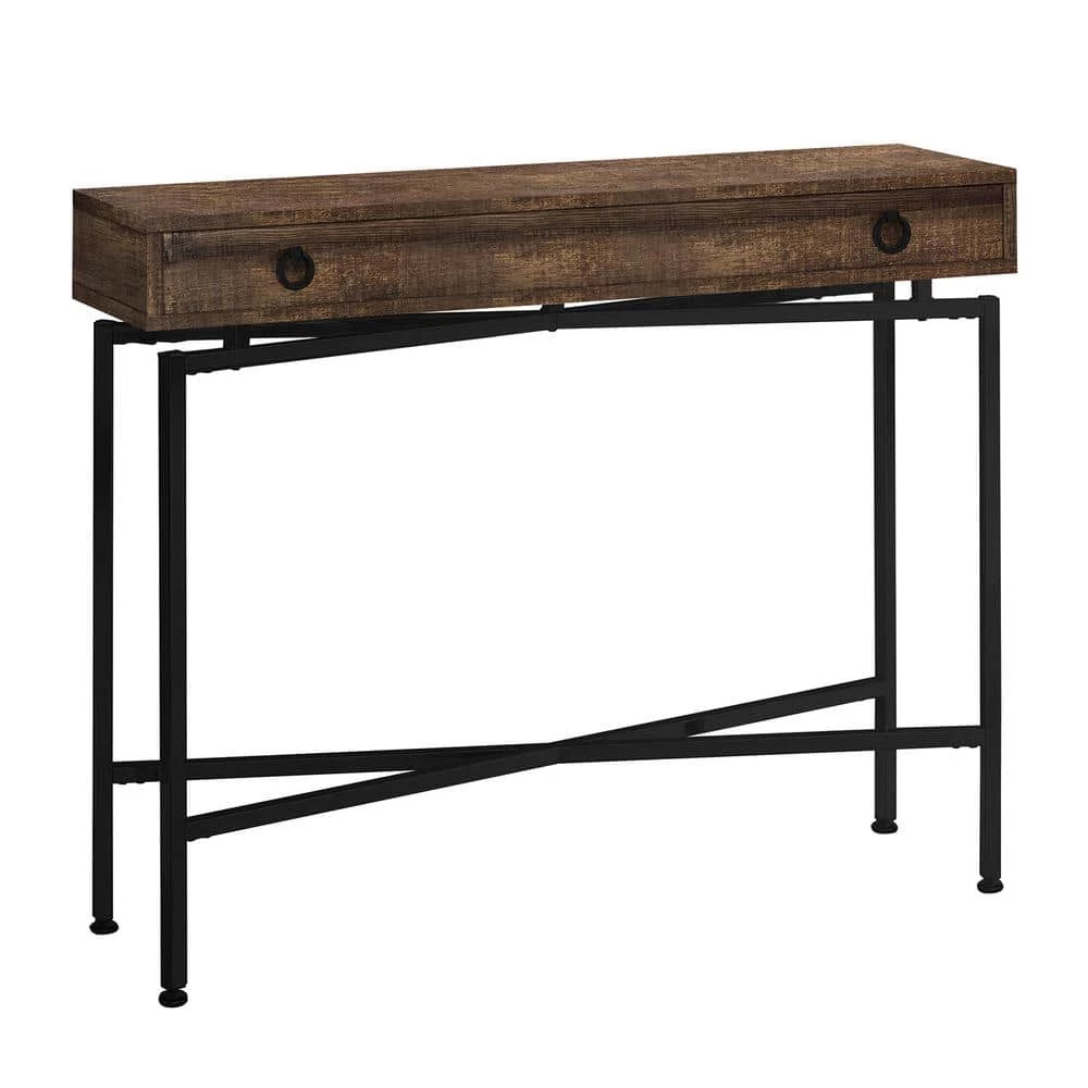 Jasmine 43 in. Brown/Black Standard Rectangle Wood Console Table with Drawers by HomeRoots 1 Jasmine 43 in. Brown/Black Standard Rectangle Wood Console Table with Drawers by HomeRoots