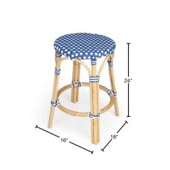 Amelia 24 in. H Brown and Blue Backless Rattan Bar Height (28-33 in.) Bar Stool by HomeRoots 6 Amelia 24 in. H Brown and Blue Backless Rattan Bar Height (28-33 in.) Bar Stool by HomeRoots -HomeRoots Sales brown blue homeroots bar stools 2000389098 40 1000
