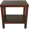 Caroline Brown 18 in. x 13 in. x 18 in. Compact Teak Shower or Outdoor Bench with Shelf by HomeRoots