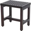 Caroline Brown 18 in. x 13 in. x 18 in. Compact Teak Lattice Pattern Shower or Outdoor Bench by HomeRoots