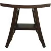 Caroline Brown 18 in. x 12 in. x 18 in. Compact Curvilinear Teak Shower or Outdoor Bench with Shelf by HomeRoots