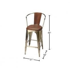 Amelia 43 in. H Brown and Gold High Back Metal Bar Height (28-33 in.) Bar Stool by HomeRoots -HomeRoots Sales brown gold homeroots bar stools 2000389035 40 1000