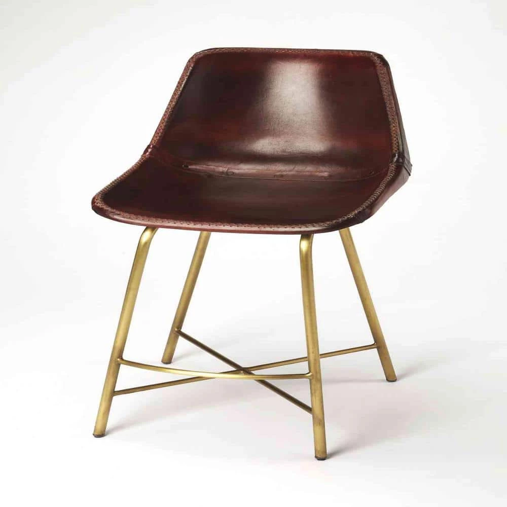 Amelia 38 in. H Brown and Gold Low Back Metal/Wood Bar Height (28-33 in.) Bar Stool by HomeRoots 1 Amelia 38 in. H Brown and Gold Low Back Metal/Wood Bar Height (28-33 in.) Bar Stool by HomeRoots