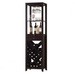 Amelia 15 in Brown Wood Wine Accent Storage Cabinet by HomeRoots