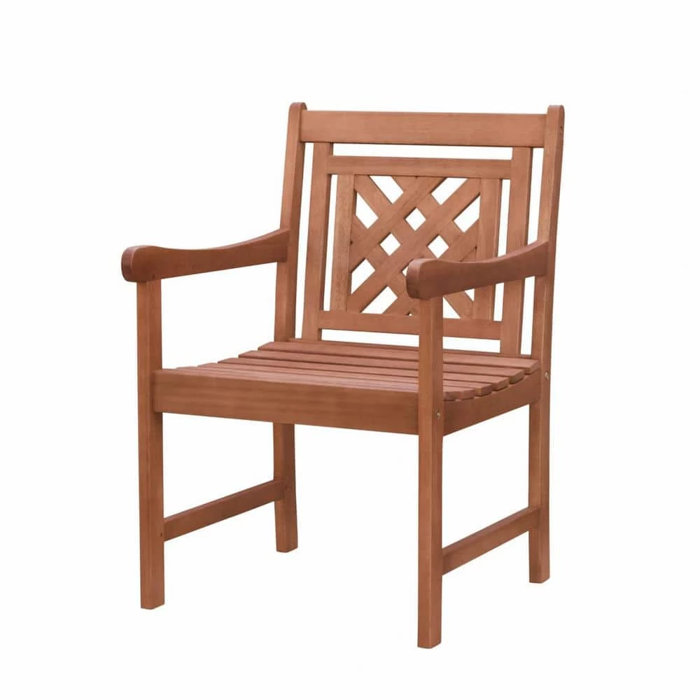 Danielle Brown Highbacked Solid Wood Arm Chair by HomeRoots 1 Danielle Brown Highbacked Solid Wood Arm Chair by HomeRoots
