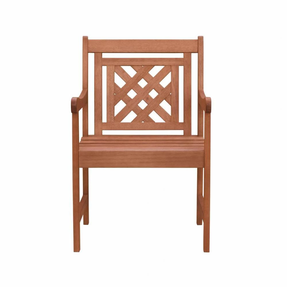 Danielle Brown Highbacked Solid Wood Arm Chair by HomeRoots 2 Danielle Brown Highbacked Solid Wood Arm Chair by HomeRoots - Image 2